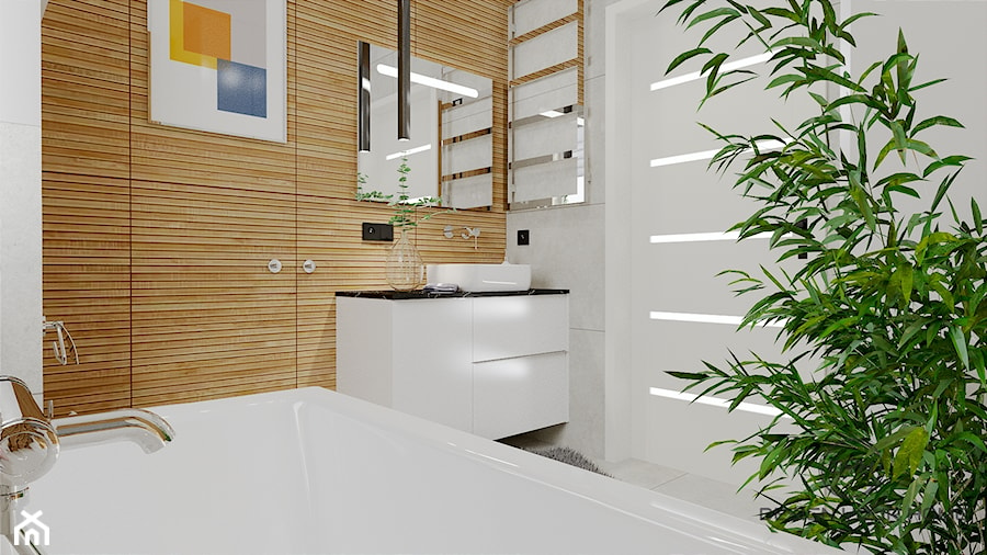 Łazienka z elementami drewna - Łazienka, styl nowoczesny - zdjęcie od DESIGNYOURHOME