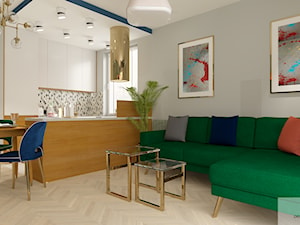 Mieszkanie 56 m2 - dwa pokoje + salon z aneksem kuchennym + taras - Mały szary salon z kuchnią z jadalnią, styl nowoczesny - zdjęcie od DESIGNYOURHOME