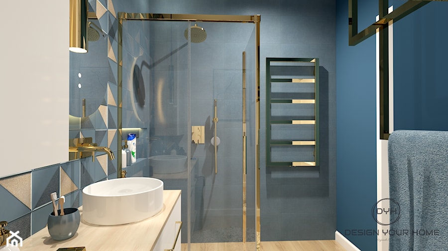 Niebieska łazienka przy sypialni - Łazienka, styl nowoczesny - zdjęcie od DESIGNYOURHOME