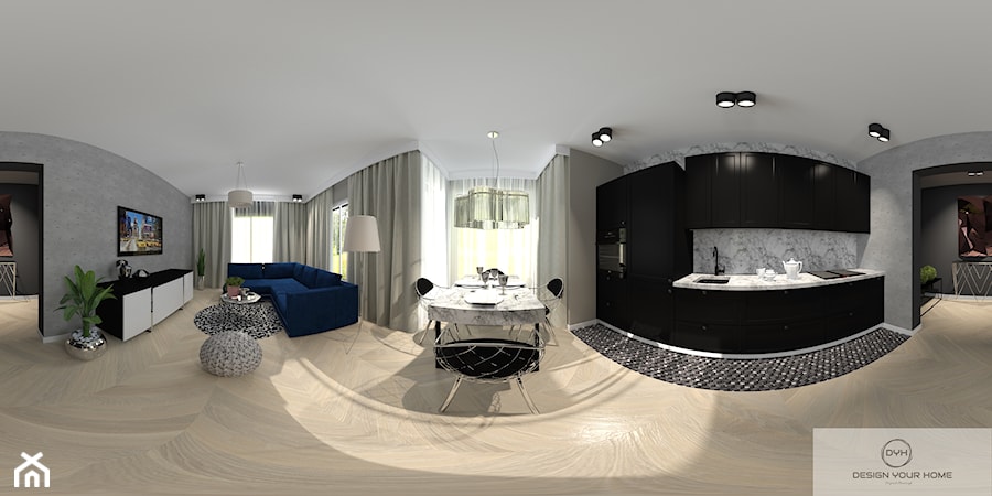 Salon z antarcytowym aneksem kuchennym - Salon, styl nowoczesny - zdjęcie od DESIGNYOURHOME