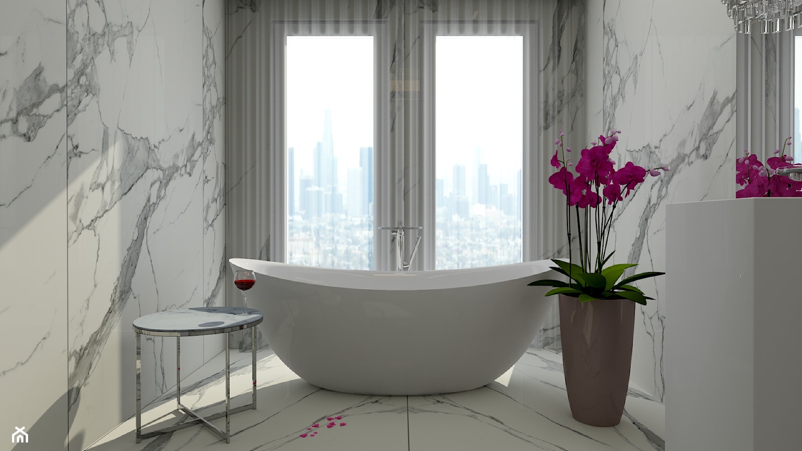 Pokój Kąpielowy - Mała z marmurową podłogą łazienka z oknem, styl nowoczesny - zdjęcie od DESIGNYOURHOME - Homebook