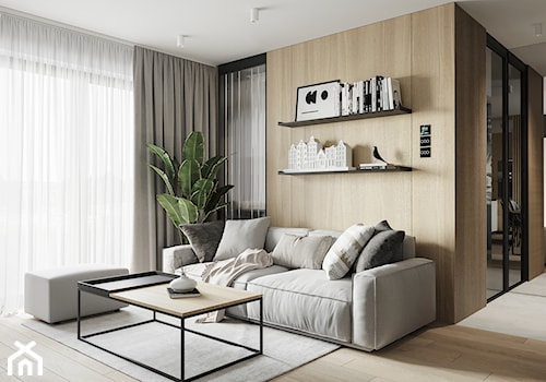 PIŁA 40m2 - Średni brązowy salon, styl nowoczesny - zdjęcie od JD Architects