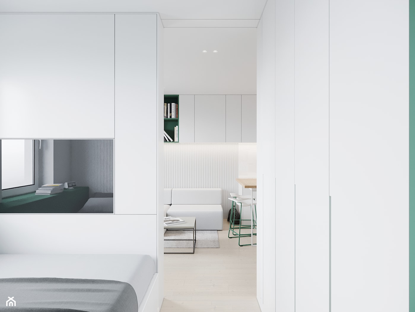 GDAŃSK 28m2 - Mała biała sypialnia, styl minimalistyczny - zdjęcie od JD Architects - Homebook