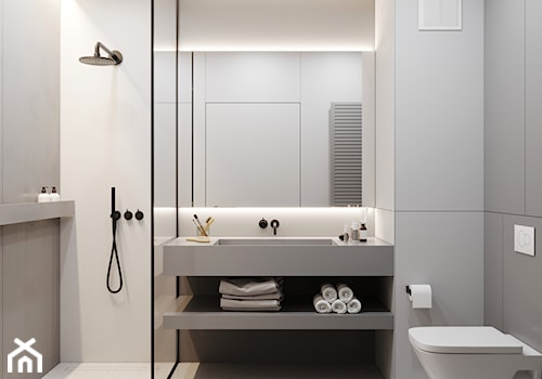 GDAŃSK 37m2 - Mała bez okna z lustrem łazienka, styl minimalistyczny - zdjęcie od JD Architects