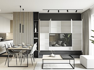 PIŁA 40m2 - Mały czarny salon z jadalnią, styl minimalistyczny - zdjęcie od JD Architects
