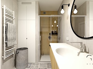 Mieszkanie dla dwojga 60m2 - Średnia bez okna z lustrem łazienka, styl nowoczesny - zdjęcie od Gill Wnętrza