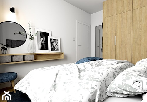 Mieszkanie dla dwojga 60m2 - Mała biała sypialnia, styl nowoczesny - zdjęcie od Gill Wnętrza