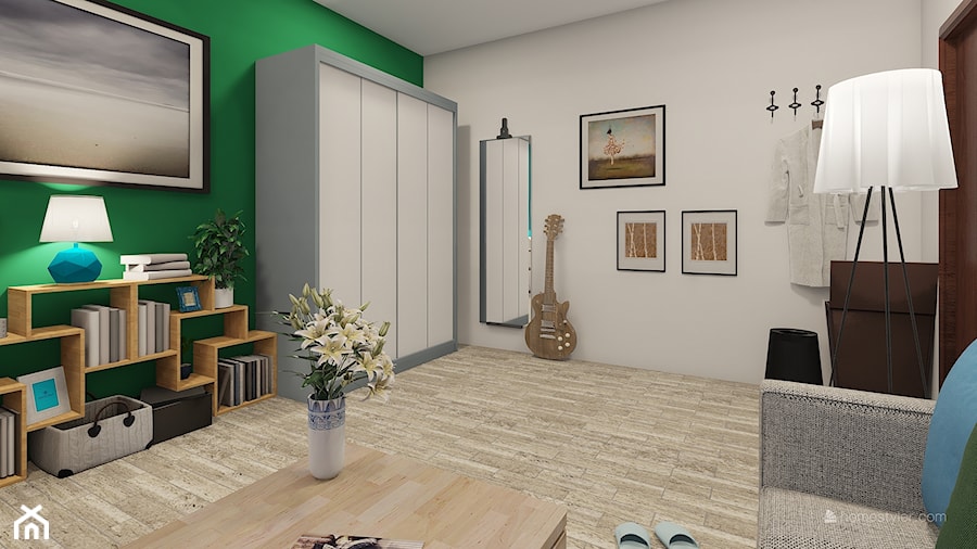 Projekt pokoju młodzieżowego, połączenie zieleni i turkusu - Salon, styl nowoczesny - zdjęcie od SYSdesign