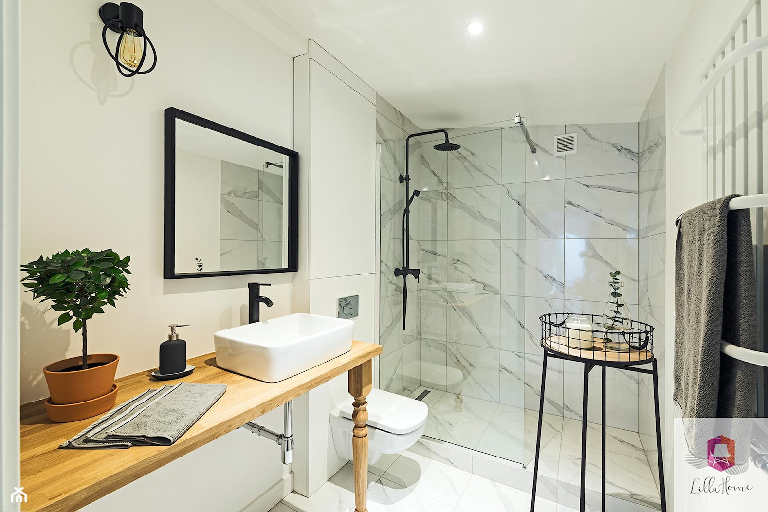 Projekt wnętrza łazienki w stylu glamour loft - zdjęcie od Lilla Home - Homebook