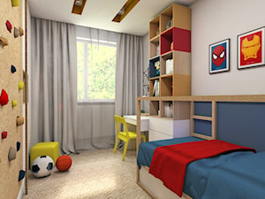 Pokój Mikołaja - Średni biały niebieski pokój dziecka dla dziecka dla chłopca dla dziewczynki, styl nowoczesny - zdjęcie od NANUstudioprojektowe