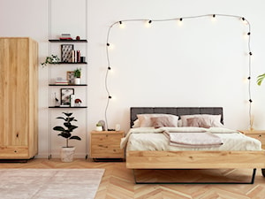 Meble dębowe Steel na metalowych nogach - Średnia biała sypialnia, styl tradycyjny - zdjęcie od WOODICA ® meble z drewna