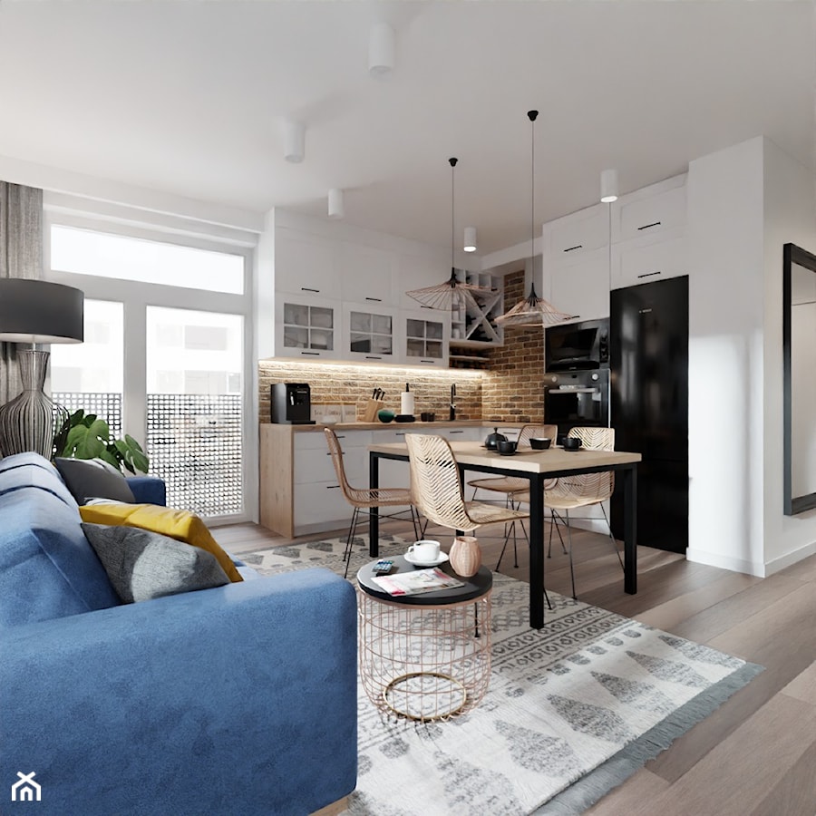 Projekt mieszkania z aneksem kuchennym - Kuchnia, styl skandynawski - zdjęcie od ACKProjekt