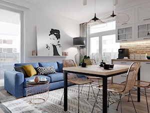Projekt mieszkania z aneksem kuchennym - Salon, styl skandynawski - zdjęcie od ACKProjekt