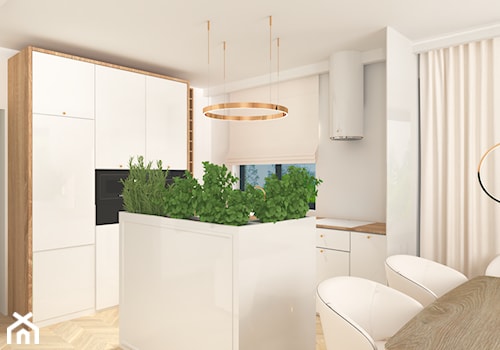Salon z aneksem kuchennym - Kuchnia, styl nowoczesny - zdjęcie od DANKIN projekt- projektowanie wętrz