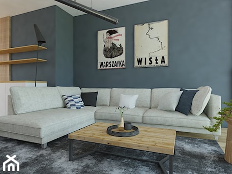 Aranżacje wnętrz - Salon: WaW - Średni niebieski salon, styl skandynawski - Wonderland interiors. Przeglądaj, dodawaj i zapisuj najlepsze zdjęcia, pomysły i inspiracje designerskie. W bazie mamy już prawie milion fotografii!