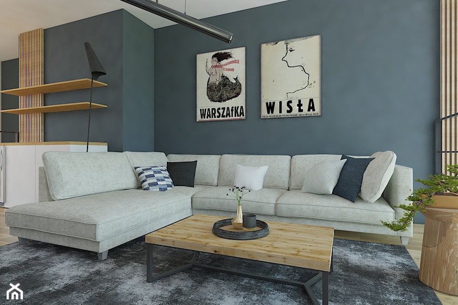 WaW - Średni niebieski salon, styl skandynawski - zdjęcie od Wonderland interiors
