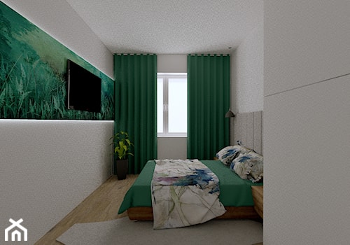 DOM NA PRZEDMIEŚCIACH - INTERI PROJEKTY WNĘTRZ ŁOWICZ - Średnia biała szara sypialnia, styl nowoczesny - zdjęcie od interi-wnetrza