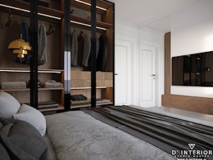 Sypialnia z szafą ze szklanymi drzwiami - zdjęcie od D ' INTERIOR. Studio Wnętrz