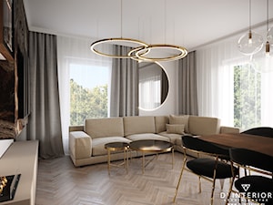 Salon z ciekawymi lampami - zdjęcie od D ' INTERIOR. Studio Wnętrz