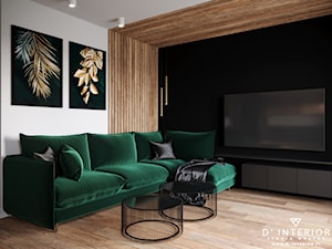 Mieszkanie w Gdańsku - Mały biały brązowy czarny salon, styl nowoczesny - zdjęcie od D ' INTERIOR. Studio Wnętrz
