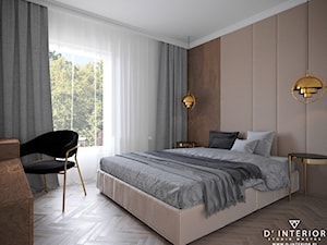 Sypialnia w bezach i drewnie - zdjęcie od D ' INTERIOR. Studio Wnętrz