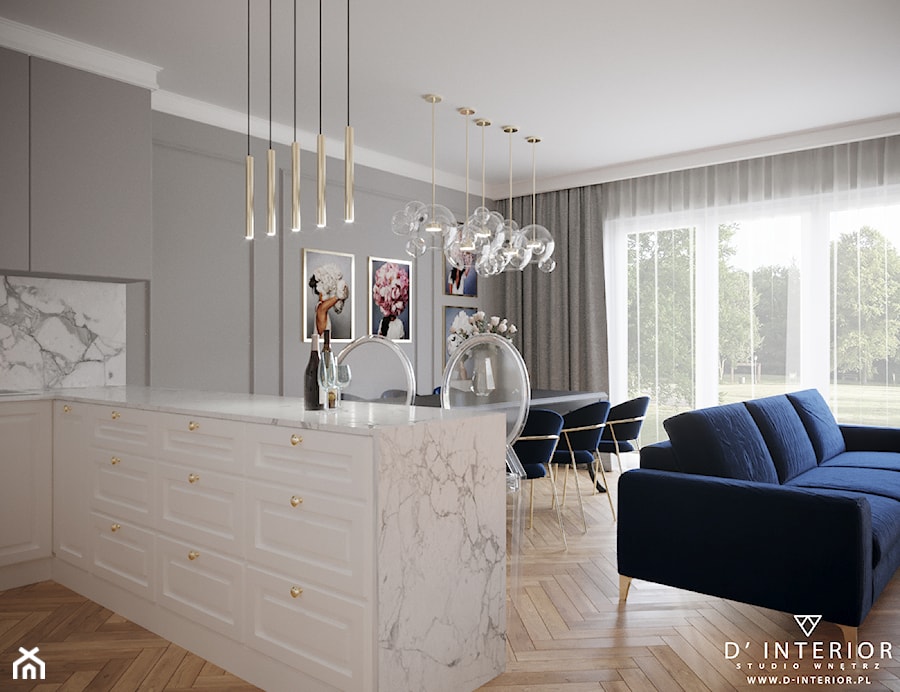 Projekt salonu w stylu modern classic - zdjęcie od D ' INTERIOR. Studio Wnętrz