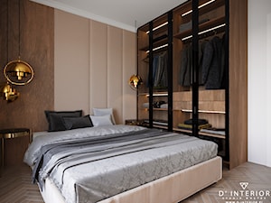Sypialnia z zagłówkiem do sufitu - zdjęcie od D ' INTERIOR. Studio Wnętrz