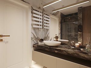 Elegancka łazienka w ciepłych barwach - zdjęcie od D ' INTERIOR. Studio Wnętrz
