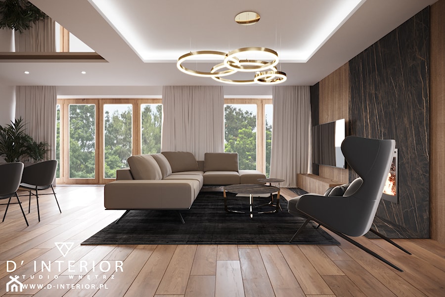 Projekt nowoczesnego domu - Salon, styl nowoczesny - zdjęcie od D ' INTERIOR. Studio Wnętrz