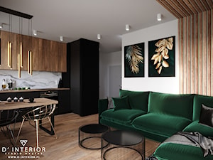 Mieszkanie w Gdańsku - Mały biały brązowy salon z kuchnią z jadalnią, styl nowoczesny - zdjęcie od D ' INTERIOR. Studio Wnętrz