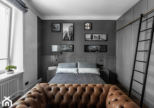 Sypialnia - Średnia szara sypialnia, styl glamour - zdjęcie od ernestrust