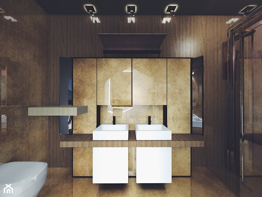 Apartament Frogner | Oslo | Norwegia - Średnia bez okna z lustrem z dwoma umywalkami z punktowym oświetleniem łazienka, styl nowoczesny - zdjęcie od Atelier Chwat