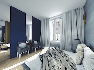 Apartament Frogner | Oslo | Norwegia - Średnia czarna niebieska sypialnia, styl nowoczesny - zdjęcie od Atelier Chwat