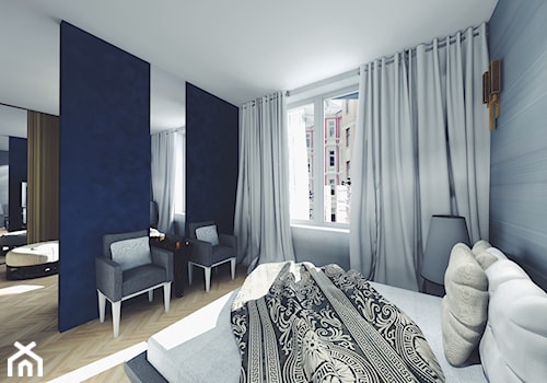Apartament Frogner | Oslo | Norwegia - Średnia czarna niebieska sypialnia, styl nowoczesny - zdjęcie od Atelier Chwat