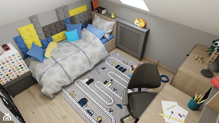 Niewielki pokój dla chłopca na poddaszu - Pokój dziecka, styl nowoczesny - zdjęcie od Pracownia Wnętrz