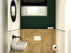 mała TOALETA - Mała z punktowym oświetleniem łazienka z oknem, styl rustykalny - zdjęcie od GRUSZKA Wnętrza