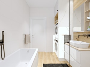 biała ŁAZIENKA - Średnia bez okna z pralką / suszarką z lustrem łazienka, styl nowoczesny - zdjęcie od GRUSZKA Wnętrza