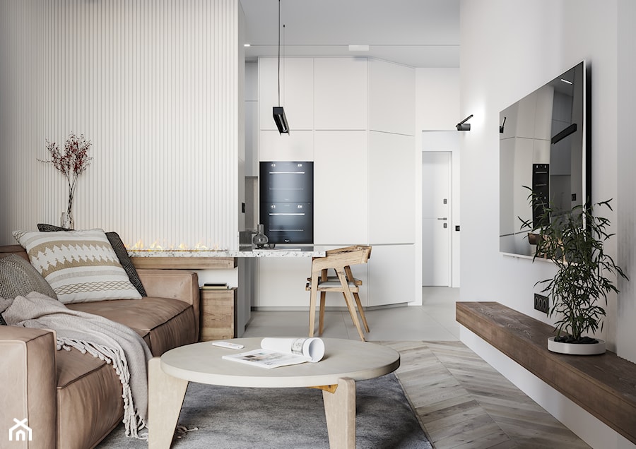 Projekt mieszkania 62 m2 - Salon, styl nowoczesny - zdjęcie od SHAFIEVA DESIGN