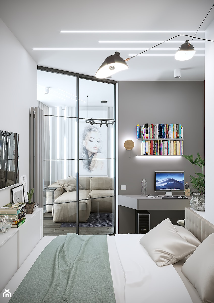 Projekt mieszkania 36m2 - Sypialnia, styl nowoczesny - zdjęcie od SHAFIEVA DESIGN
