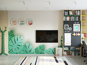 Pokój dziecka, w dwóch wersjach. - Duży czarny szary pokój dziecka dla nastolatka dla chłopca, styl nowoczesny - zdjęcie od SHAFIEVA DESIGN