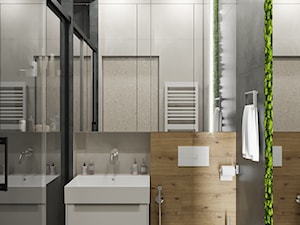 Projekt mieszkania 36m2 - Mała bez okna z lustrem z punktowym oświetleniem łazienka, styl nowoczesny - zdjęcie od SHAFIEVA DESIGN