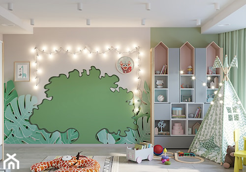 Pokój dziecka, w dwóch wersjach. - Średni szary zielony pokój dziecka dla dziecka dla chłopca dla dziewczynki, styl nowoczesny - zdjęcie od SHAFIEVA DESIGN