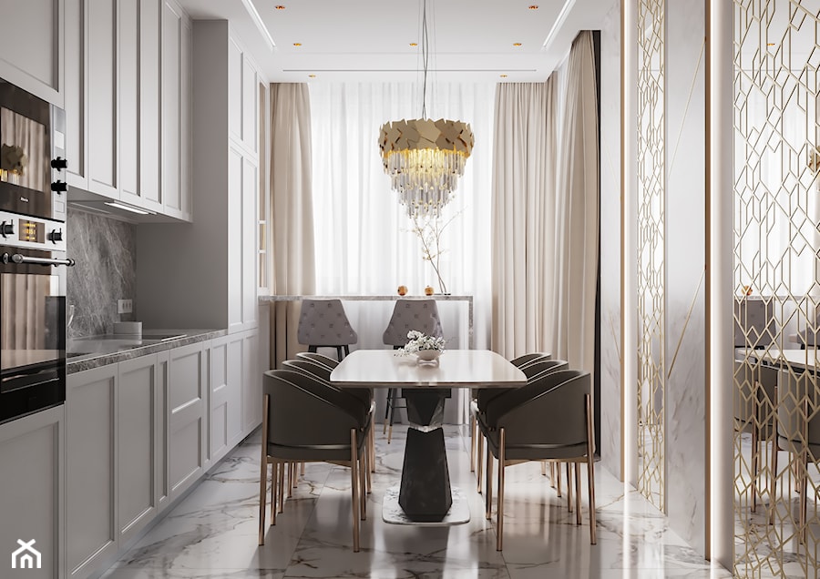 Projekt mieszkania 120 m2 - Kuchnia, styl glamour - zdjęcie od SHAFIEVA DESIGN