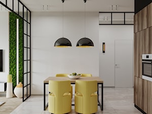Projekt mieszkania 58,4 m2 - Średnia otwarta biała z zabudowaną lodówką kuchnia jednorzędowa, styl nowoczesny - zdjęcie od SHAFIEVA DESIGN