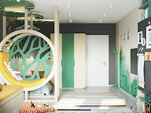 Pokój dziecka, w dwóch wersjach. - Średni czarny szary pokój dziecka dla nastolatka dla chłopca, styl nowoczesny - zdjęcie od SHAFIEVA DESIGN
