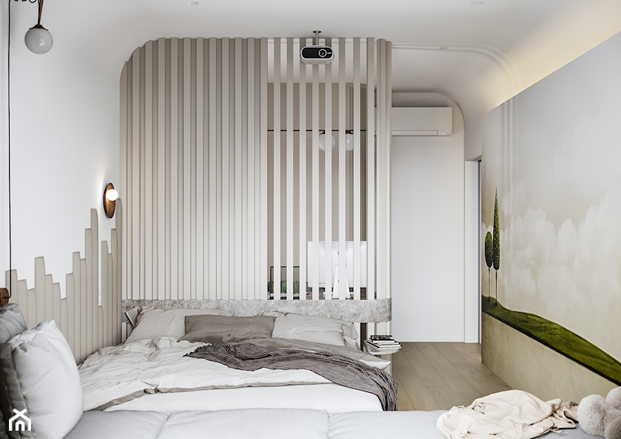 Projekt mieszkania 52 m2 - Sypialnia, styl nowoczesny - zdjęcie od SHAFIEVA DESIGN
