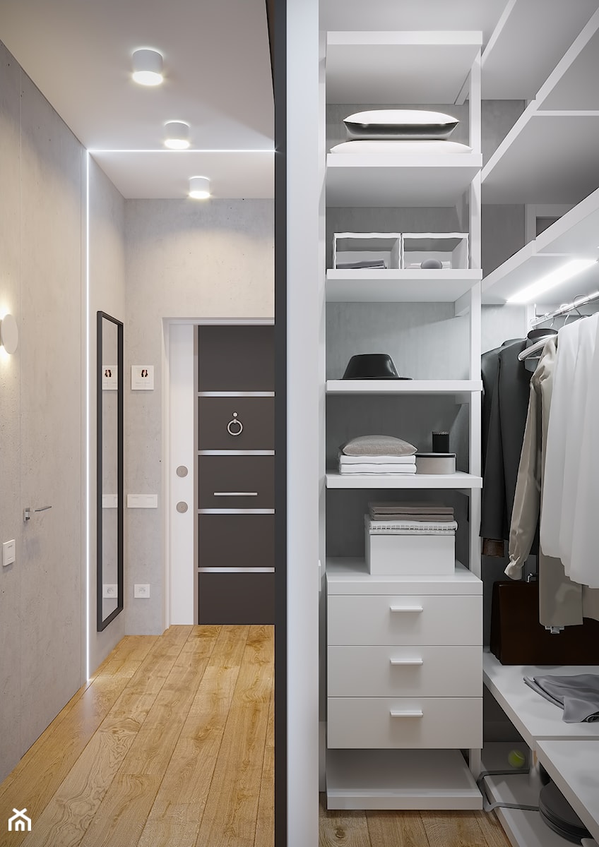 Projekt mieszkania 44m2 - Garderoba, styl nowoczesny - zdjęcie od SHAFIEVA DESIGN
