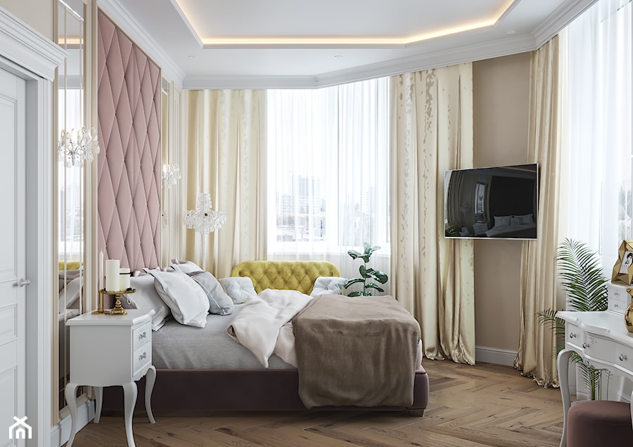Projekt mieszkania 130m2 - Średnia szara sypialnia, styl tradycyjny - zdjęcie od SHAFIEVA DESIGN