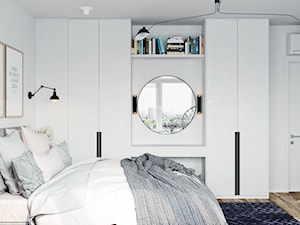 Projekt mieszkania 38m2 - Średnia biała sypialnia, styl skandynawski - zdjęcie od SHAFIEVA DESIGN
