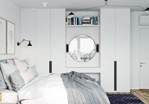 Projekt mieszkania 38m2 - Średnia biała sypialnia, styl skandynawski - zdjęcie od SHAFIEVA DESIGN